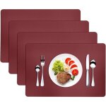 4 pices sets de table en cuir impermables 4530cm dessous de verre antidrapant lavable rouge
