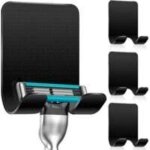 4 pi�ces support de rasoir douche, crochet autocollant support de rasoir douche crochet adh�sif en acier ...