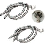 4 pi�ces tuyau de raccordement flexible pour robinet d'eau, tuyau de robinet flexible tress� en acier ...