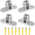 4 poulies levage 60 mm ? inox ? rail portail / corde � linge ? 8 vis incluses