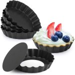 4? quiche pans with removable bottom, non - stick, fluted sides, mini tart pans, round shape, set of ...