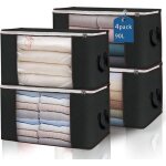 4 sacs de rangement pour v�tements de grande capacit�, bacs de rangement � glissi�re respirants et pliables ...
