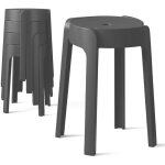 4 tabourets gigognes empilables bm home tab - gris en plastique, l�gers pour la maison salle de classe, ...