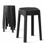 4 tabourets gigognes empilables bm home tab - noir en plastique, l�gers pour la maison, salle de classe, ...