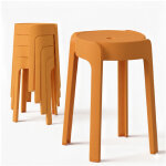 4 tabourets gigognes empilables bm home tab - orange en plastique, l�gers pour la maison, salle de classe, ...