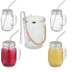 4 verres avec couvercles et pailles incl seau a glace