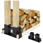 4 x support de stockage pour bois, abri en bois � assembler soi - m�me pour bois �quarri, acier rev�tu ...