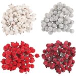 40 pcs nol fruits artificiels berry mini nol givr baies de houx artificielles givres tige filaire ...