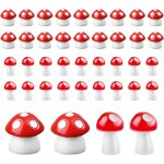 40 pi�ces mini champignons en r�sine, mini champignons rouge ornement pour la plantation de plaques d�coration ...