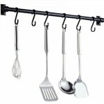 40cm barre murale cuisine ustensiles - barre �tag�re de cuisine avec 6 crochets amovibles - rack porte ...