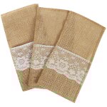 40pcs sacs � couverts en jute, porte - couverts en toile de jute, sacs � couverts vintage avec d�coration ...