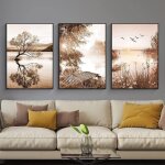 40x60cm beige d�coration de la maison poster moderne reed plante d�coration paysage peinture chambre ...