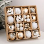 42 dcorations de nol, comprenant des boules de styles varis et des boules en plastique champagne, ...