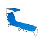 Mediawave store - 441023 transat pliant avec parasol joysummer rglable en 3 positions couleur: bleu