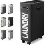 45l slim panier � linge pliable avec 4 roues corbeilles � linge mince et pliant collecteur de buanderie ...