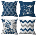 45x45cm bleu housse de coussin taie d'oreiller d�coratif en lin de g�om�trie moderne coussin canape pour ...