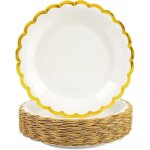 48 pi�ces assiette jetable festonn�es 23cm, blanc assiettes en carton vaisselle jetable anniversaire ...