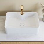 Horow - 48x37cm vasque � poser vasque en c�ramique blanche avec trou pour robinet rectangulaire