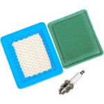 491588 filtre � air avec pr�filtre 271933 et bougie d'allumage compatible with tondeuse � pousser briggs ...