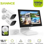 4ch kits de vid�osurveillance 10. 1''moniteur lcd 1080p 2 cam�ra ext�rieure / int�rieure ir acc�s distance ...