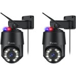 4k 8mp camra surveillance lot de 2, 16x zoom optique, auto balayage / suivi / zoom, 2. 4 / 5ghz wifi ...
