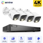 4k kit camras de vidosurveillance tourelle extrieures filaires, 8ch dvr et 4 camras 8mp, vision nocturne ...