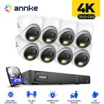4k kit de vidosurveillance exterieure 8ch nvr 8camras intelligente double lumire audio 2 voies, vision ...