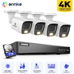 4k kit de vidosurveillance extrieures filaires 8ch dvr, 4 camras 8mp, vision nocturne couleur et ir, ...