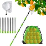 4m cueille fruit telescopique, ramasse pomme inox et sac de rangement, poteau r�glable cueille fruit ...