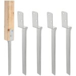 4pcs ancrages au sol pour balanoire, piquet ancrage galvanis  chaud support de poteau  enfoncer pour ...