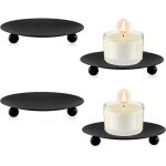 4pcs bougeoir noir fer forg, candlabre rtro mtal avec plateau vintage, support bougie rond pour dcoration ...