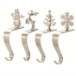 4pcs crochet chaussette noel, crochet chemin�e de no�l, crochet � chaussette de chemin�e, flocon neige, ...