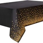 4pcs nappe de table de f�te noir et or jetable pour table rectangulaire, couverture de table confettis ...