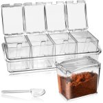 4pcs pot � �pices avec cuill�re en plastique pots � �pices transparent assaisonnement bo�te � condiment ...