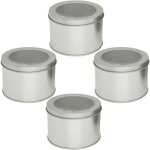 4pcs ronde en m�tal bo�tes avec fen�tre th� bo�tes de conserve en fer blanc bo�te vide pots en m�tal ...