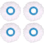 4pcs t�tes microfibre balai, t�te de vadrouille rechange rond t�tes mop rotation � 360 pour nettoyage ...