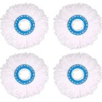 4pcs t�tes microfibre balai, t�te de vadrouille rechange rond t�tes mop rotation � 360 pour nettoyage ...