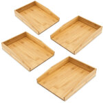 4x corbeilles  courrier en bambou range - dossier rangement format a4 documents hxlxp : 6 x 25 x 34 ...