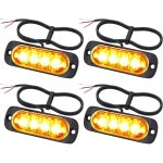 4x feux de p�n�tration � 4 leds 12 / 24v gyrophare led orange feux flash voyant d?alarme urgence strobe ...
