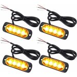4x feux de p�n�tration � 4 leds 12 / 24v gyrophare led orange feux flash voyant d'alarme urgence strobe ...