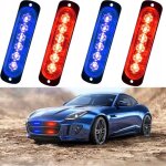 4x led rouge bleu flash avertissement lampe t�l�commande 6 programmes smd