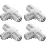 4x sat tv rpartiteur antenne tv coaxial en forme de t (3x prise femelle f) doubleur de cble d'antenne ...