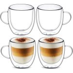 4x150ml tasse  caf double paroi avec poigne, tasses  latte macchiato, verre  th, cappuccino, rsistantes ...