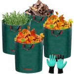 4x300l sacs de jardin, sac jardinage d�chets, pliables et r�utilisables, �tanche grande sacs avec poign�es, ...
