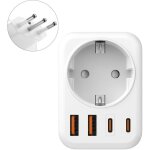 5 en 1 adaptateur prise italienne vers france, adaptateur prise italienne, 2 usb c, 2 usb a, europe fr ...
