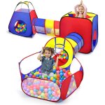 5 en 1 pop up tente tunnel enfant, avec piscine a balle pour b�b�, pliable maison de jeux exterieur et ...