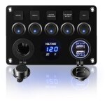 5 gang panneau de interrupteur � bascule 12v 24v interrupteur � bascule panneau tableau electrique bateau ...
