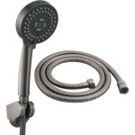 5 modes economiseur d'eau ensemble de douche plastique douchette a main avec support et tuyau de douche, ...