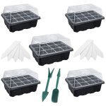 5 pack bac  semis noir mini plateau semence serre potager pour semis 12 trous avec outils de plantation ...