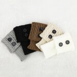 5 paires gu�tres jambi�res tress�s tricots legging chaussettes femme boot cover hiver chaude bouton cuissard ...